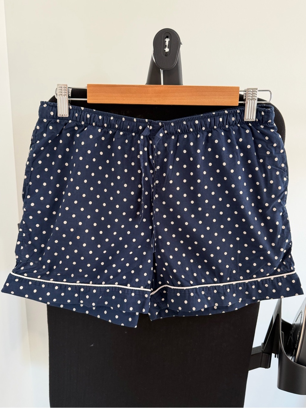 Derek Rose Navy and White Polka Dot 100% Cotton Lounge Shorts
